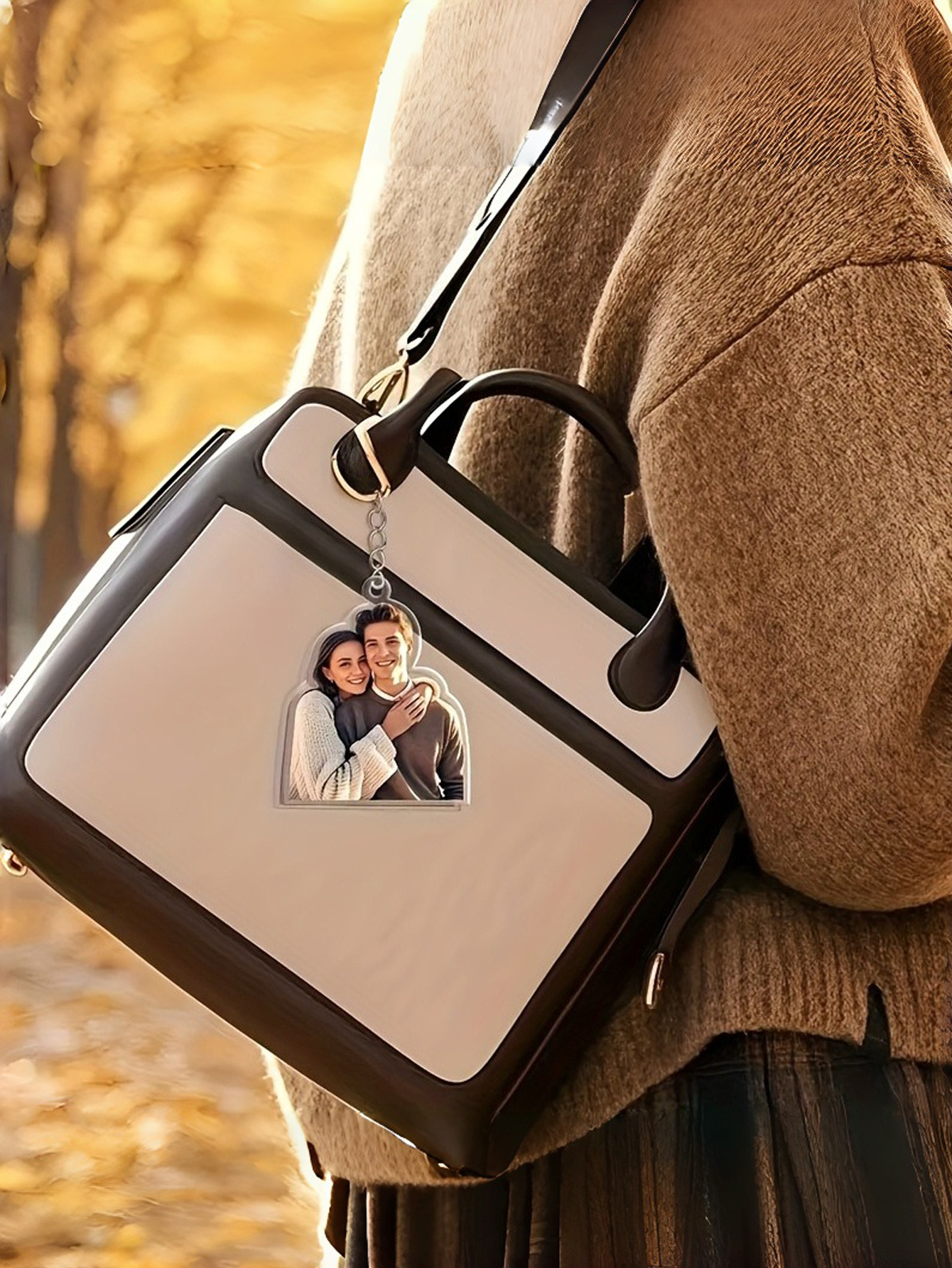 Custom Couple Photo Keychains, Personalized Acrylic Picture Key Pendants